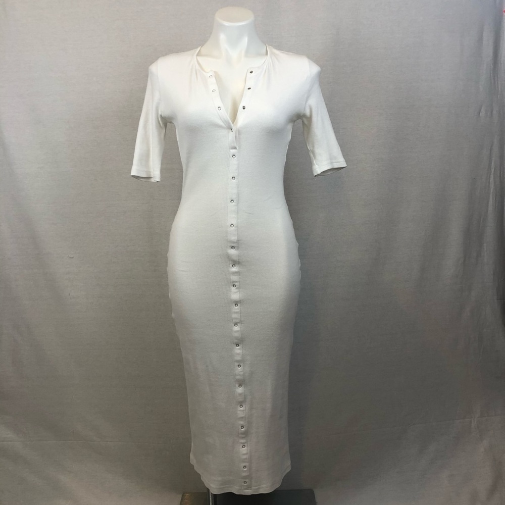 1/4 Sleeve Ribbed Midi Bodycon Dress